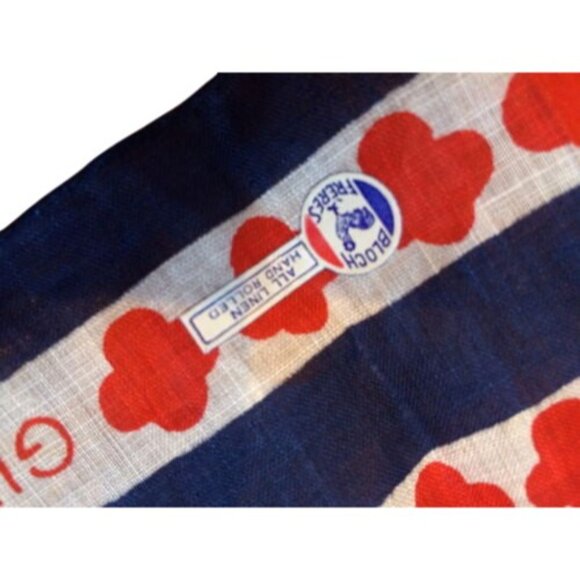 Vintage Givenchy Blue & Red Linen Pocket Square Scarf - Picture 6 of 6